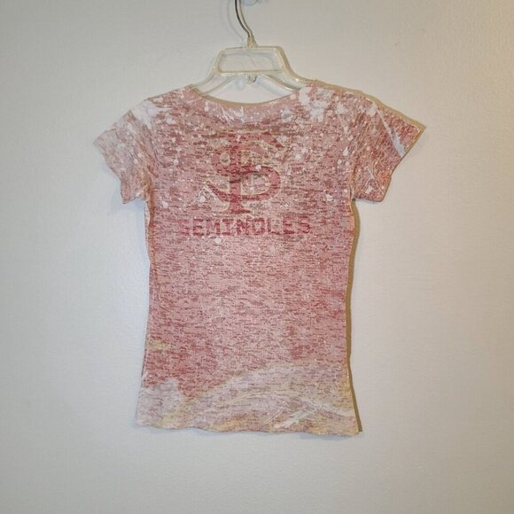 FSU Sheer V-Neck T-Shirt Florida State Logo Red‎ Size Medium - Picture 5 of 6